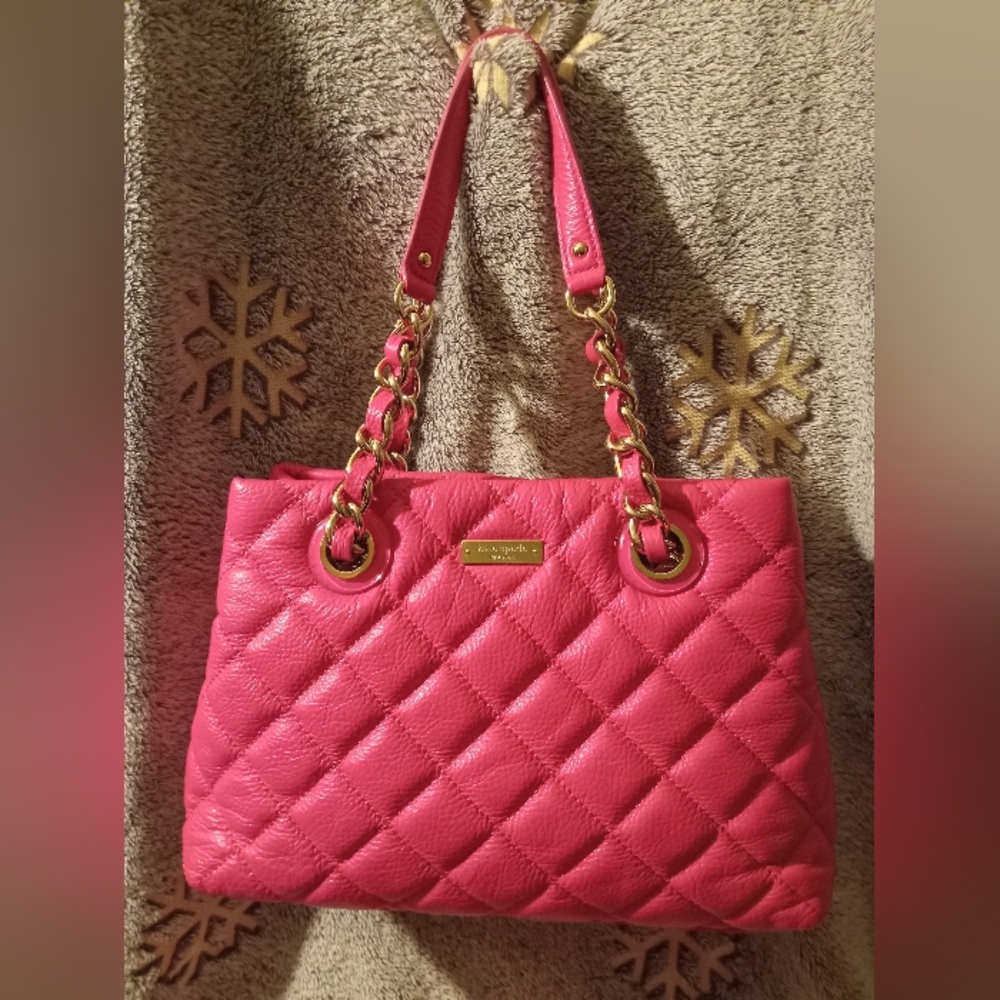 Kate Spade Gold Coast Pink Maryanne Quilted Tote Bag EUC